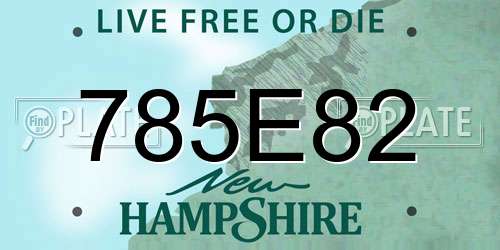 785E82 New Hampshire License Plate