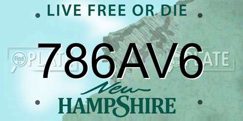 786AV6 New Hampshire License Plate