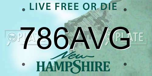 786AVG New Hampshire License Plate