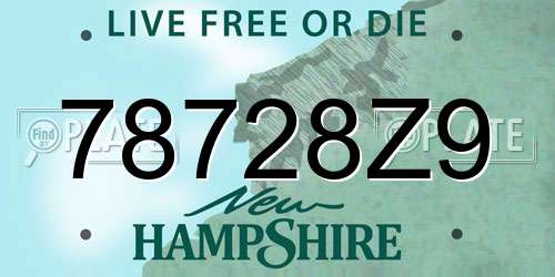78728Z9 New Hampshire License Plate
