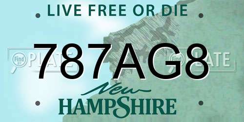 787AG8 New Hampshire License Plate
