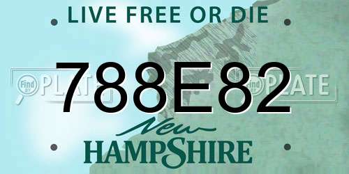 788E82 New Hampshire License Plate