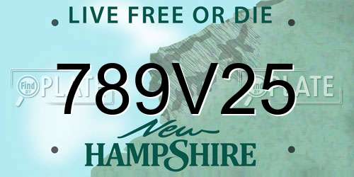 789V25 New Hampshire License Plate