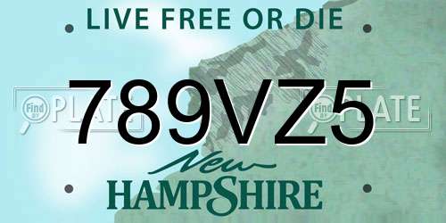 789VZ5 New Hampshire License Plate