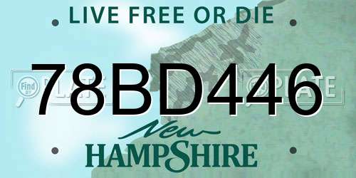 78BD446 New Hampshire License Plate