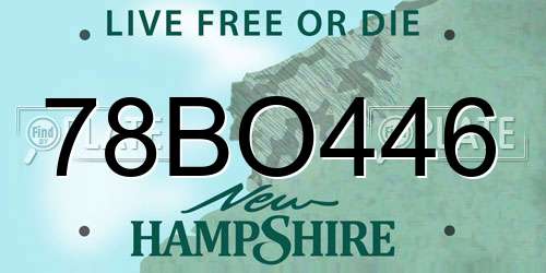 78BO446 New Hampshire License Plate