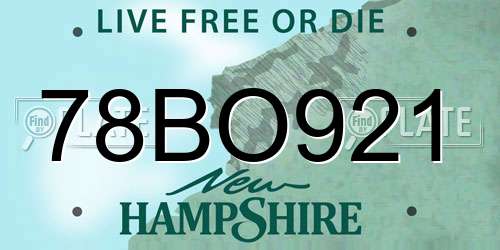 78BO921 New Hampshire License Plate