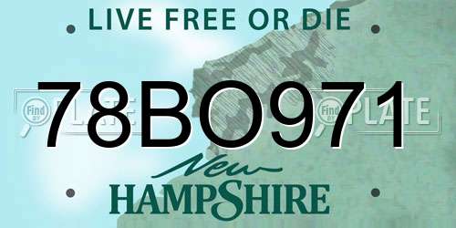 78BO971 New Hampshire License Plate