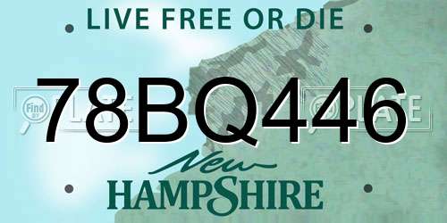 78BQ446 New Hampshire License Plate