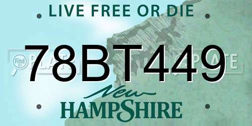 78BT449 New Hampshire License Plate