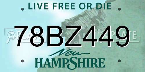 78BZ449 New Hampshire License Plate