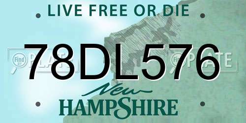 78DL576 New Hampshire License Plate