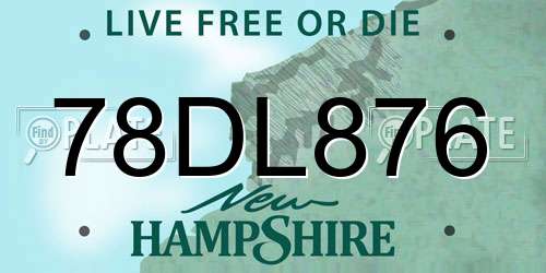 78DL876 New Hampshire License Plate