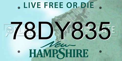 78DY835 New Hampshire License Plate