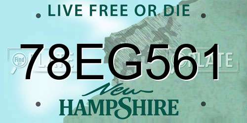 78EG561 New Hampshire License Plate