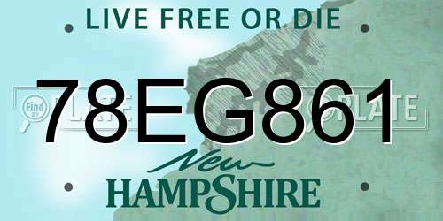 78EG861 New Hampshire License Plate