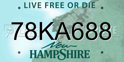 78KA688 New Hampshire License Plate