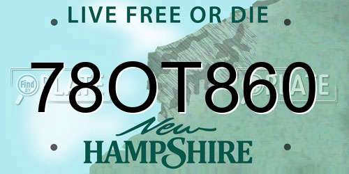 78OT860 New Hampshire License Plate