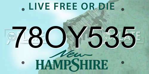 78OY535 New Hampshire License Plate