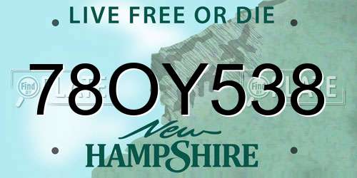 78OY538 New Hampshire License Plate