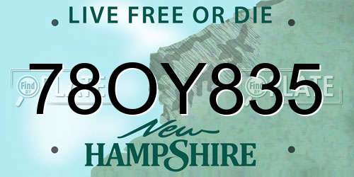 78OY835 New Hampshire License Plate
