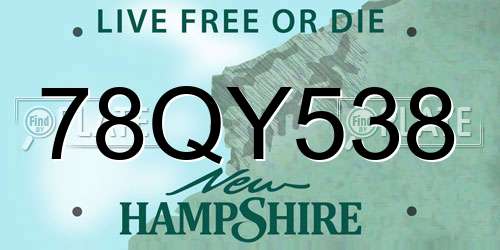 78QY538 New Hampshire License Plate