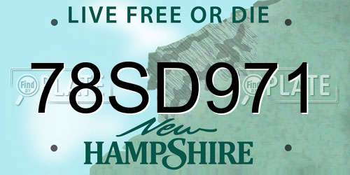 78SD971 New Hampshire License Plate