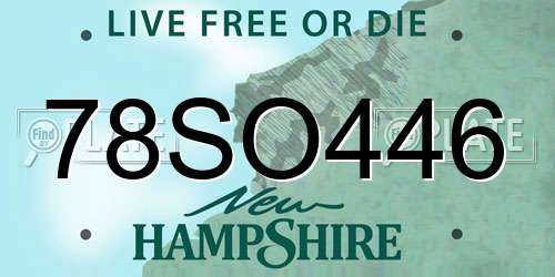 78SO446 New Hampshire License Plate
