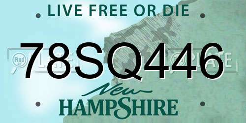 78SQ446 New Hampshire License Plate