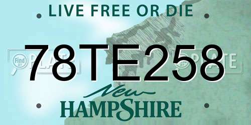 78TE258 New Hampshire License Plate