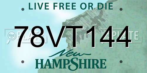 78VT144 New Hampshire License Plate