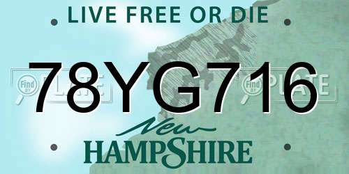 78YG716 New Hampshire License Plate