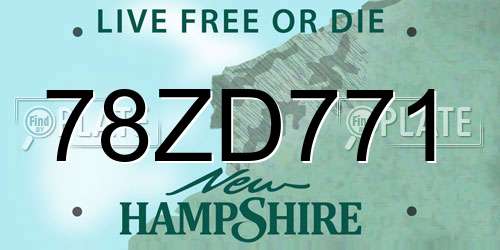 78ZD771 New Hampshire License Plate