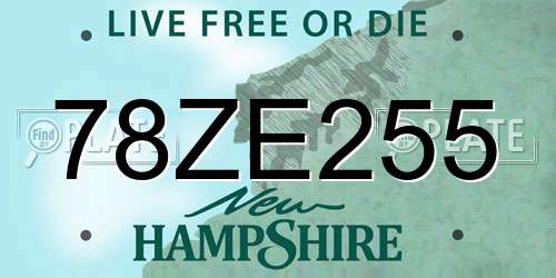 78ZE255 New Hampshire License Plate