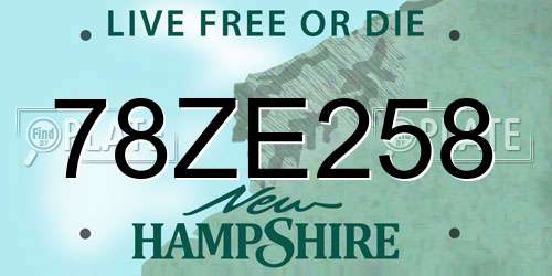78ZE258 New Hampshire License Plate