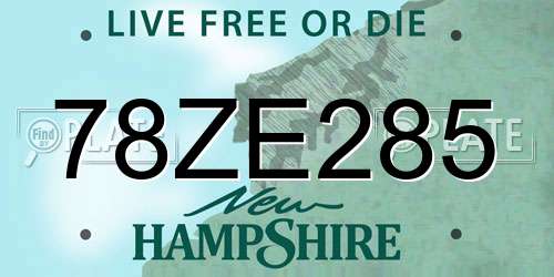78ZE285 New Hampshire License Plate