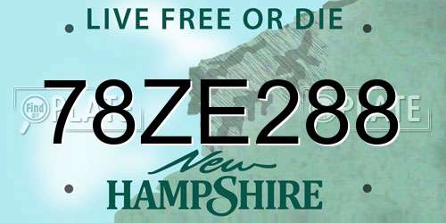 78ZE288 New Hampshire License Plate