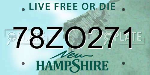 78ZO271 New Hampshire License Plate