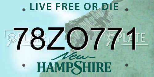 78ZO771 New Hampshire License Plate