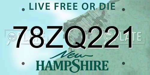 78ZQ221 New Hampshire License Plate