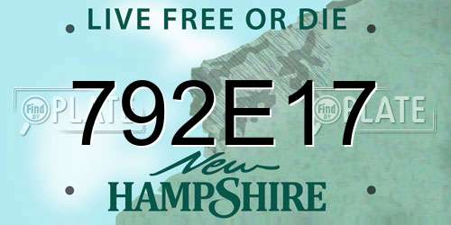792E17 New Hampshire License Plate