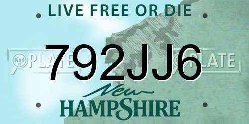 792JJ6 New Hampshire License Plate