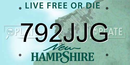 792JJG New Hampshire License Plate
