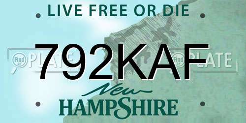 792KAF New Hampshire License Plate