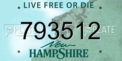 793512 New Hampshire License Plate