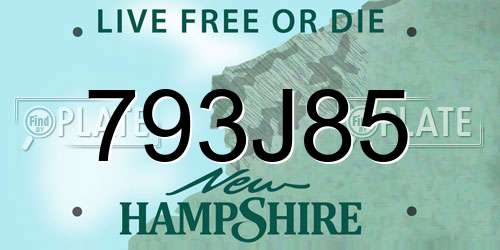 793J85 New Hampshire License Plate