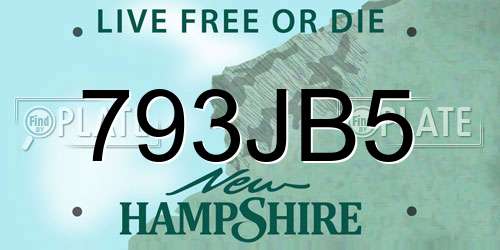 793JB5 New Hampshire License Plate