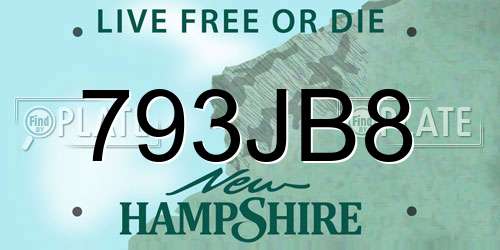 793JB8 New Hampshire License Plate