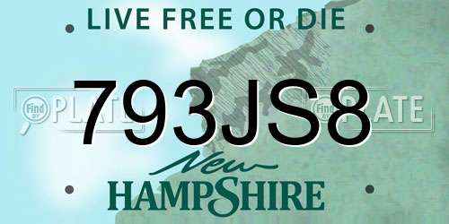 793JS8 New Hampshire License Plate