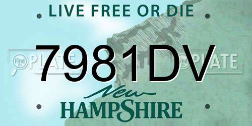 7981DV New Hampshire License Plate